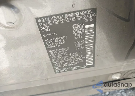 2019 Nissan Rogue S z USA, uszkodzony, nr VIN KNMAT2MT3KP559807